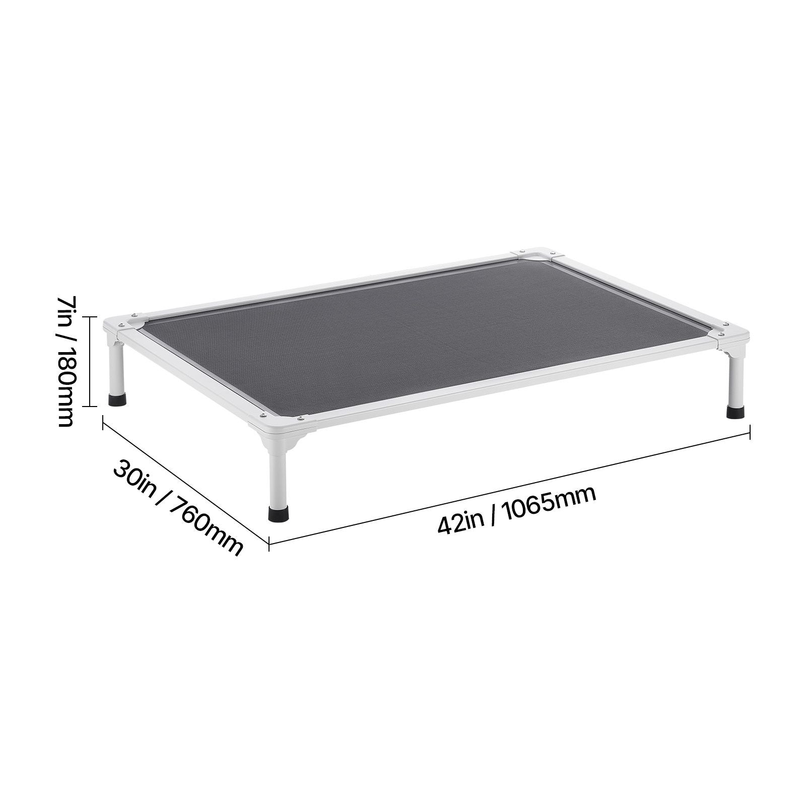 Elevated Dog Bed for Large Dogs, Portable Raised Dog Cot with Aluminum Tube Metal Frame and Breathable Textilene Mesh, Indoor & Outdoor Pet Cooling Raised Hammock Bed, L, Gray