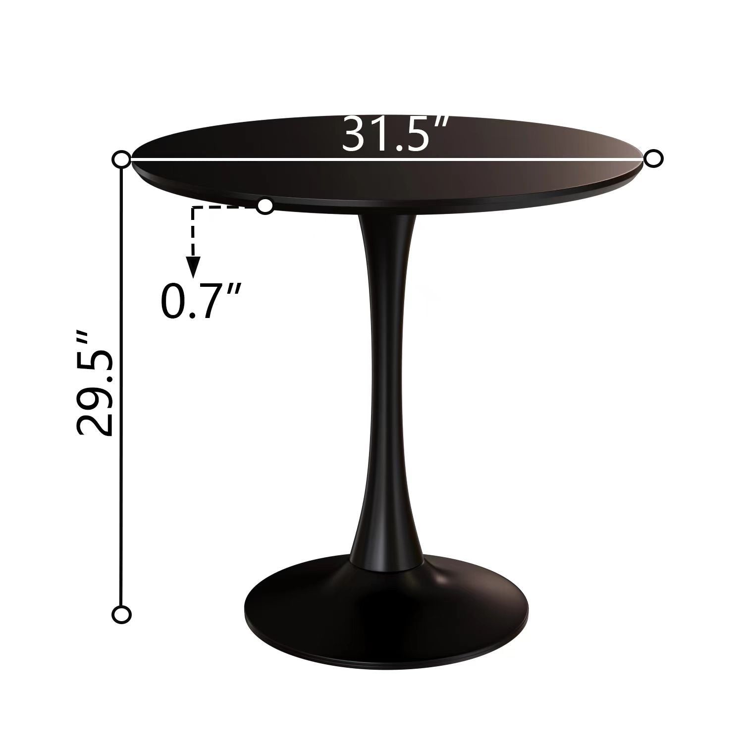 31.5" White Round Dining Table, Tulip Table Kitchen Dining Table 2-4 People with MDF Table Top & Pedestal Base, Mid-Century End Table Leisure Coffee Table Office Living Room Table