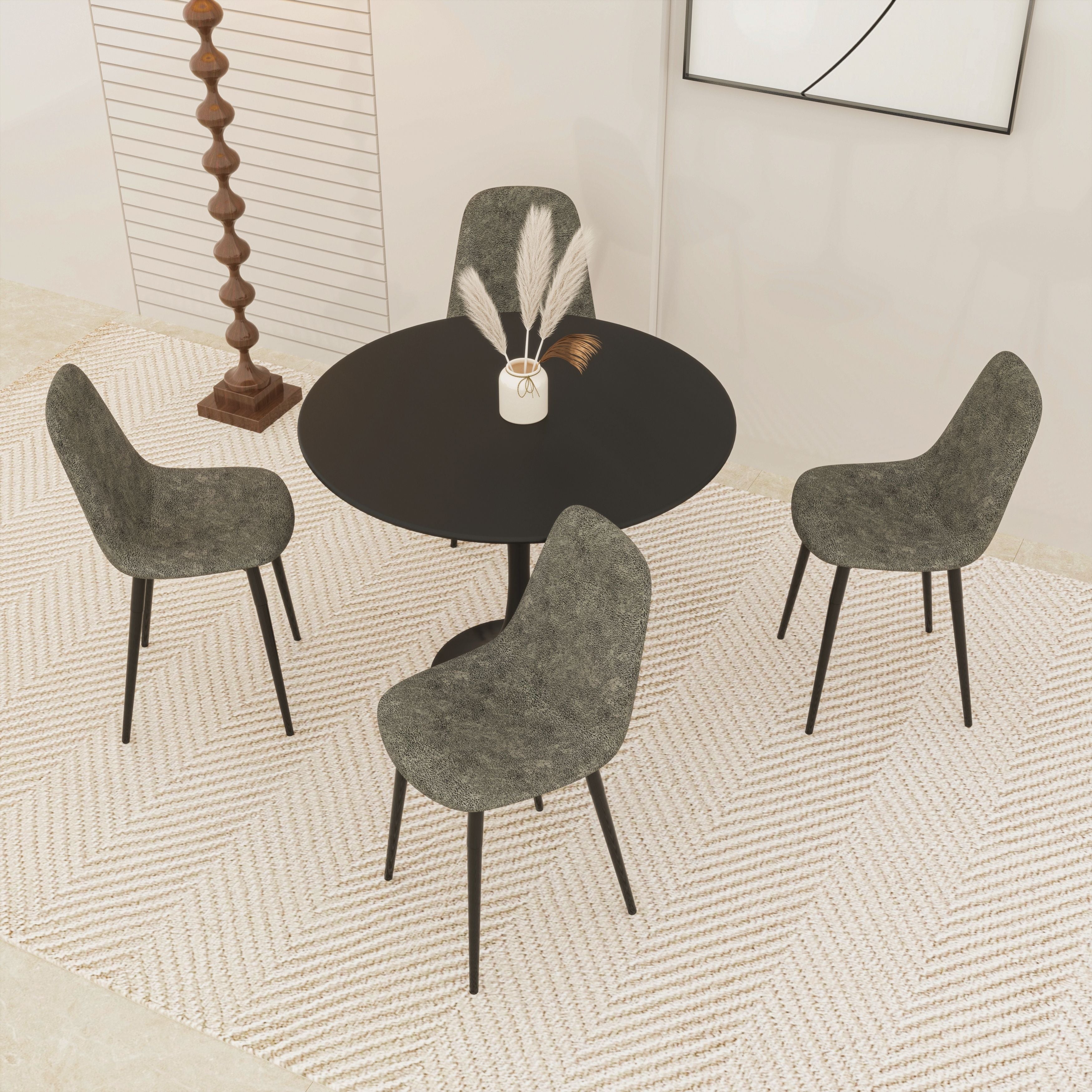 31.5" White Round Dining Table, Tulip Table Kitchen Dining Table 2-4 People with MDF Table Top & Pedestal Base, Mid-Century End Table Leisure Coffee Table Office Living Room Table
