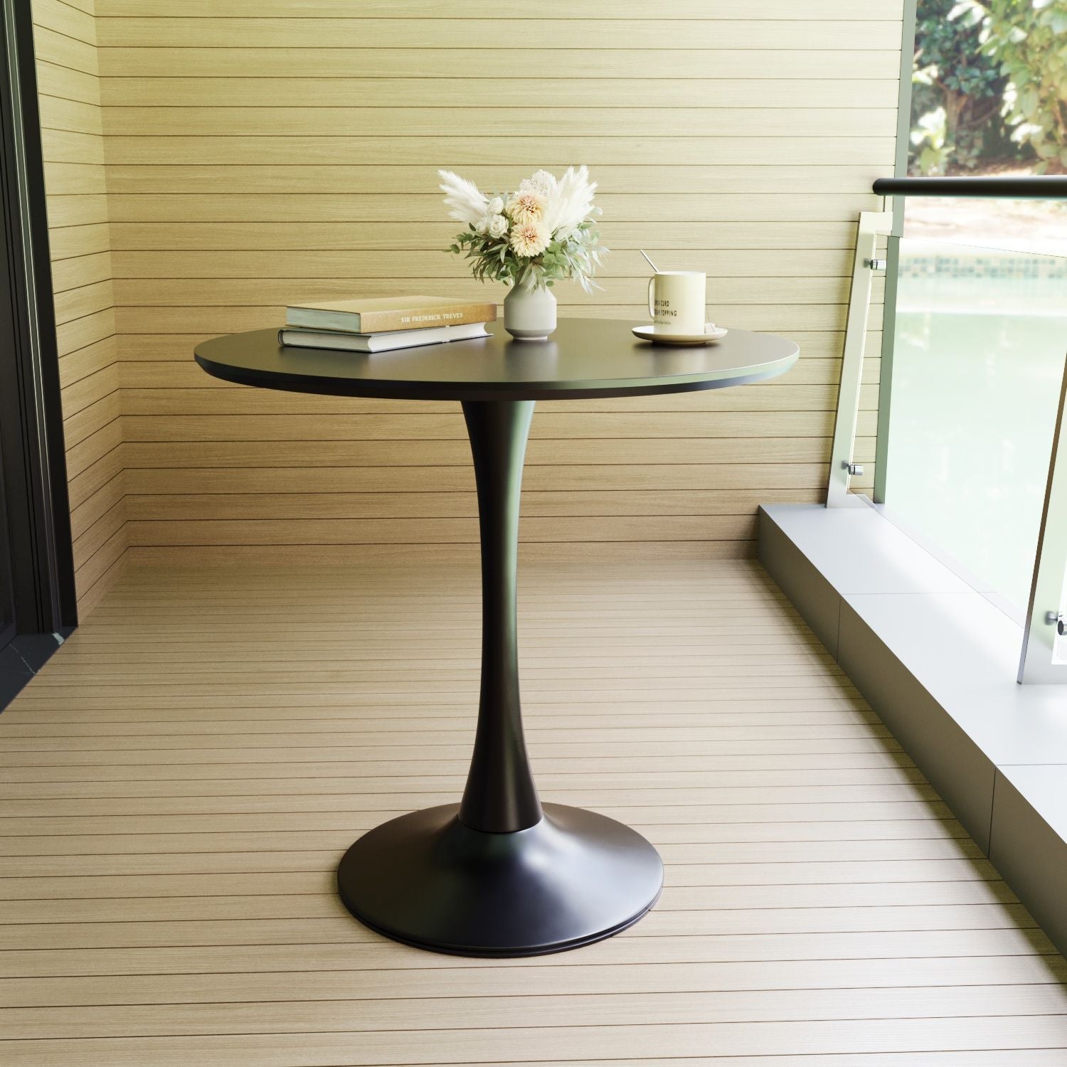 31.5" White Round Dining Table, Tulip Table Kitchen Dining Table 2-4 People with MDF Table Top & Pedestal Base, Mid-Century End Table Leisure Coffee Table Office Living Room Table
