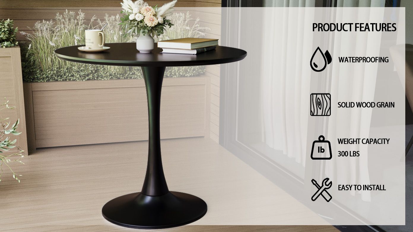 31.5" White Round Dining Table, Tulip Table Kitchen Dining Table 2-4 People with MDF Table Top & Pedestal Base, Mid-Century End Table Leisure Coffee Table Office Living Room Table