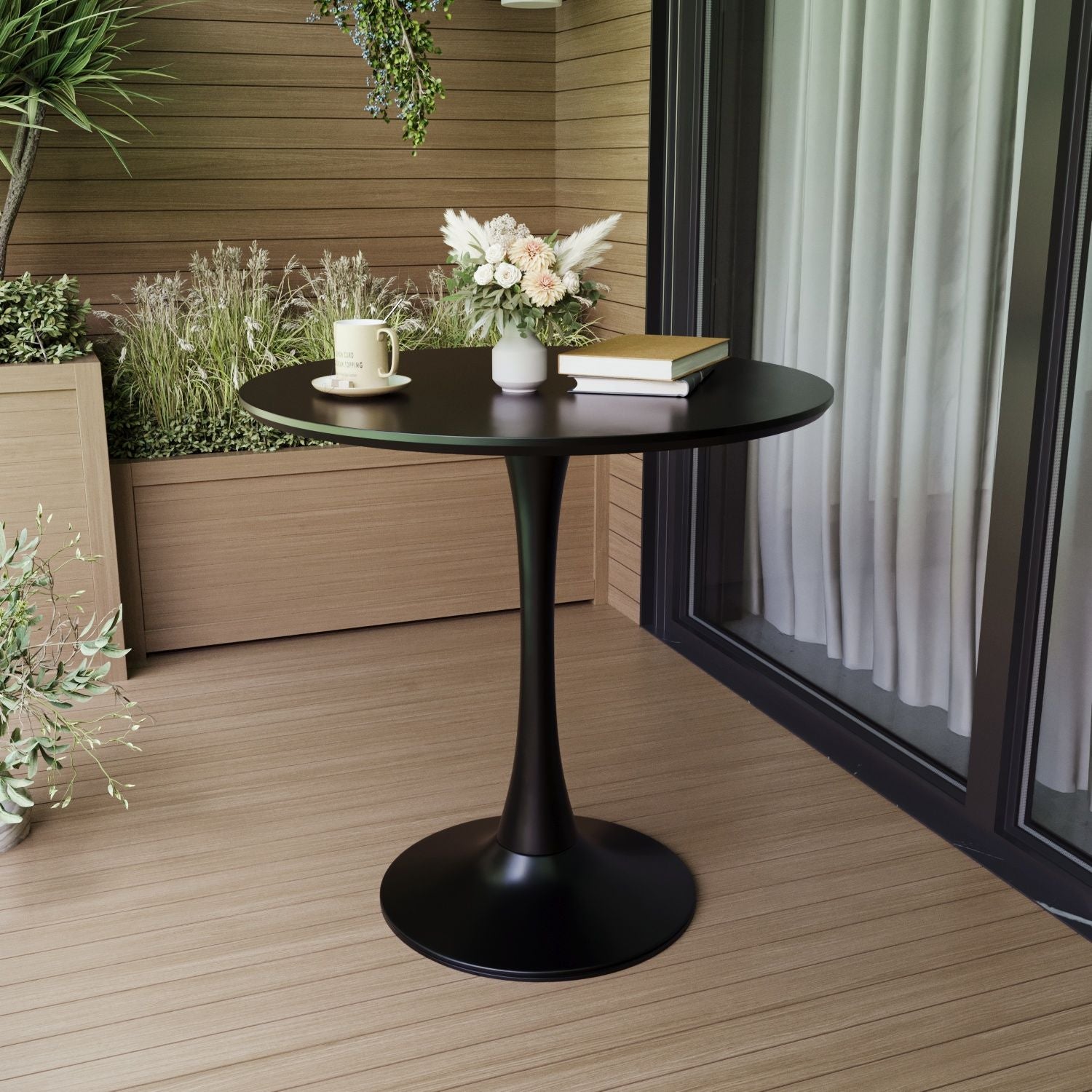 31.5" White Round Dining Table, Tulip Table Kitchen Dining Table 2-4 People with MDF Table Top & Pedestal Base, Mid-Century End Table Leisure Coffee Table Office Living Room Table