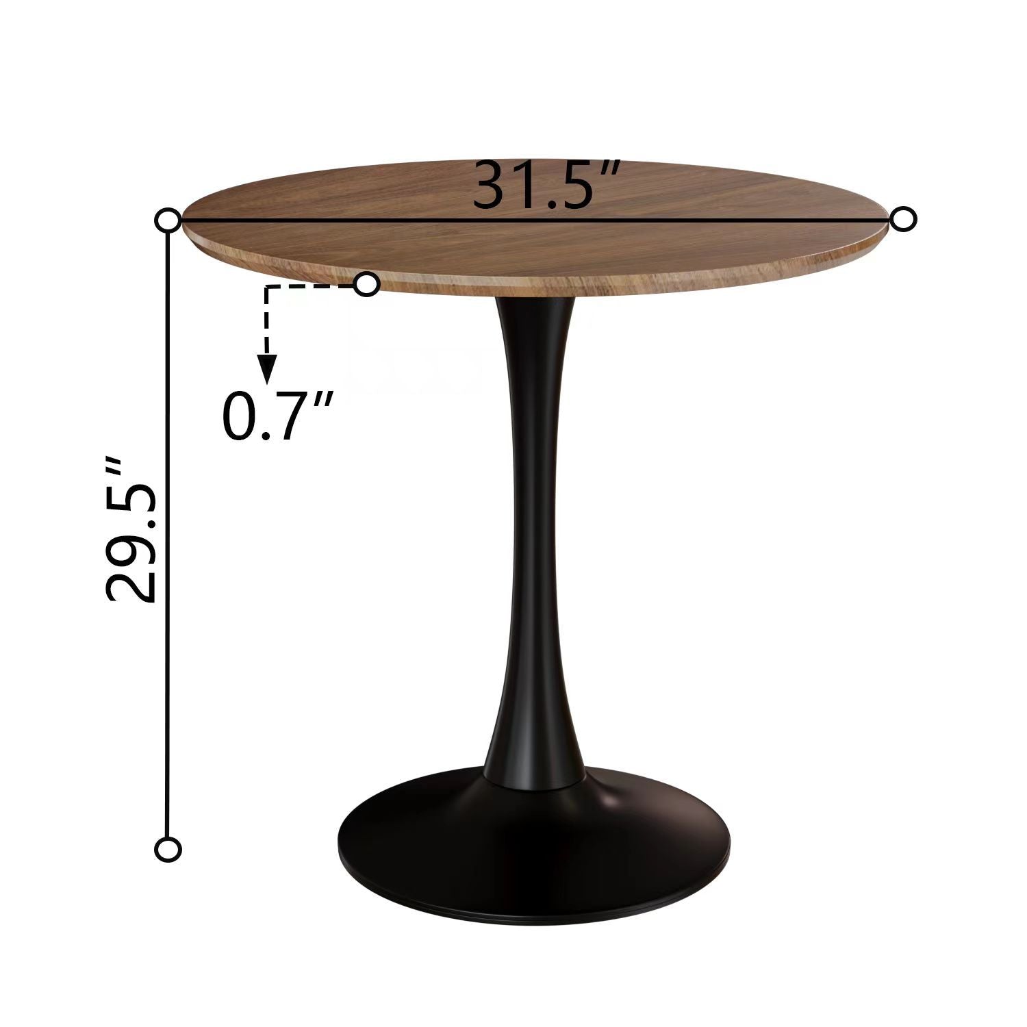 31.5" White Round Dining Table, Tulip Table Kitchen Dining Table 2-4 People with MDF Table Top & Pedestal Base, Mid-Century End Table Leisure Coffee Table Office Living Room Table