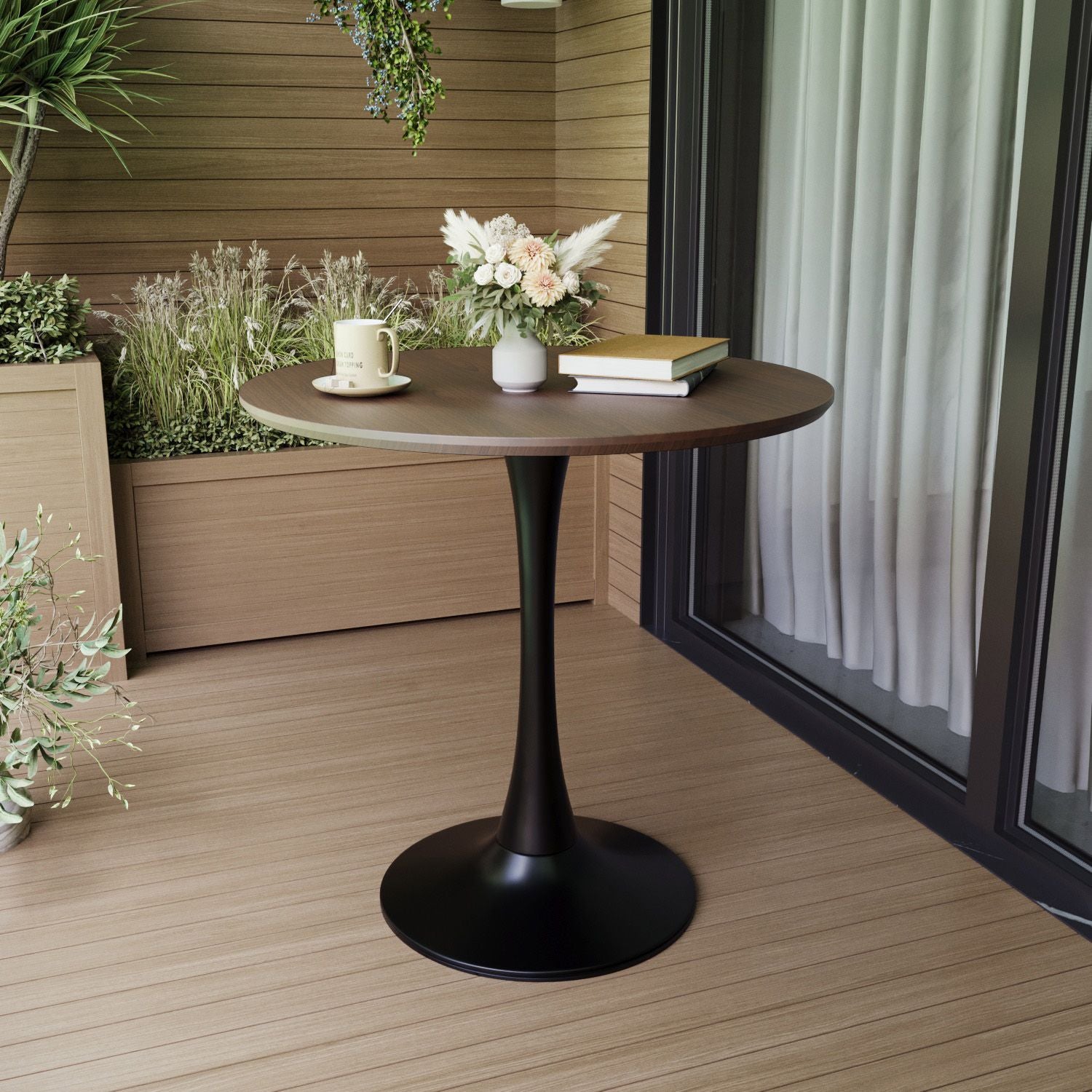31.5" White Round Dining Table, Tulip Table Kitchen Dining Table 2-4 People with MDF Table Top & Pedestal Base, Mid-Century End Table Leisure Coffee Table Office Living Room Table
