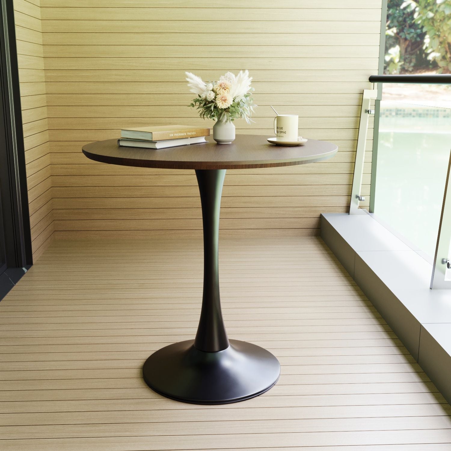 31.5" White Round Dining Table, Tulip Table Kitchen Dining Table 2-4 People with MDF Table Top & Pedestal Base, Mid-Century End Table Leisure Coffee Table Office Living Room Table
