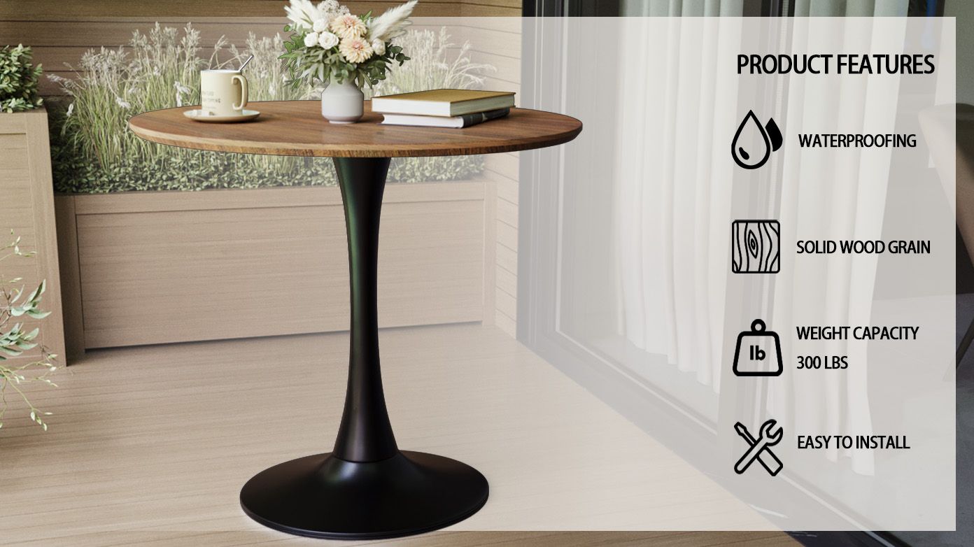 31.5" White Round Dining Table, Tulip Table Kitchen Dining Table 2-4 People with MDF Table Top & Pedestal Base, Mid-Century End Table Leisure Coffee Table Office Living Room Table