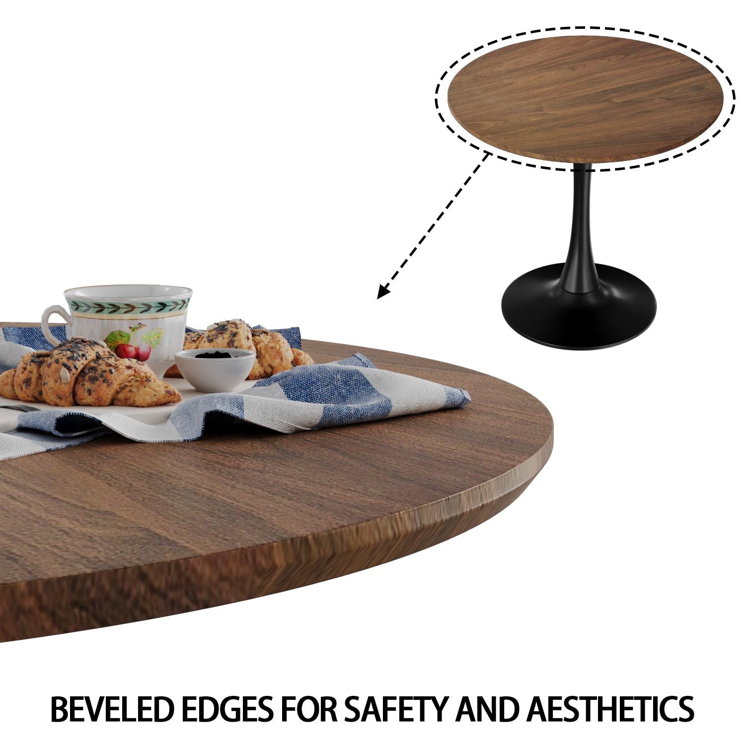 31.5" White Round Dining Table, Tulip Table Kitchen Dining Table 2-4 People with MDF Table Top & Pedestal Base, Mid-Century End Table Leisure Coffee Table Office Living Room Table