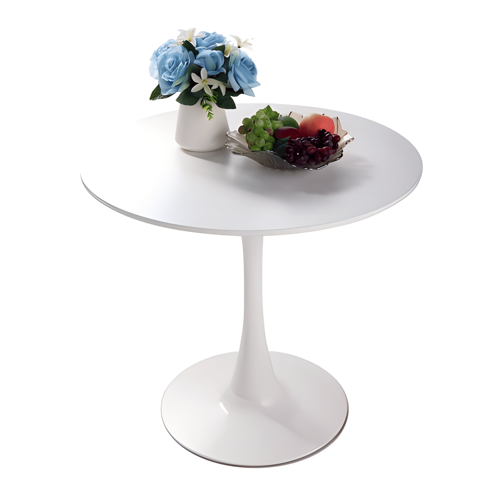 31.5" White Round Dining Table, Tulip Table Kitchen Dining Table 2-4 People with MDF Table Top & Pedestal Base, Mid-Century End Table Leisure Coffee Table Office Living Room Table
