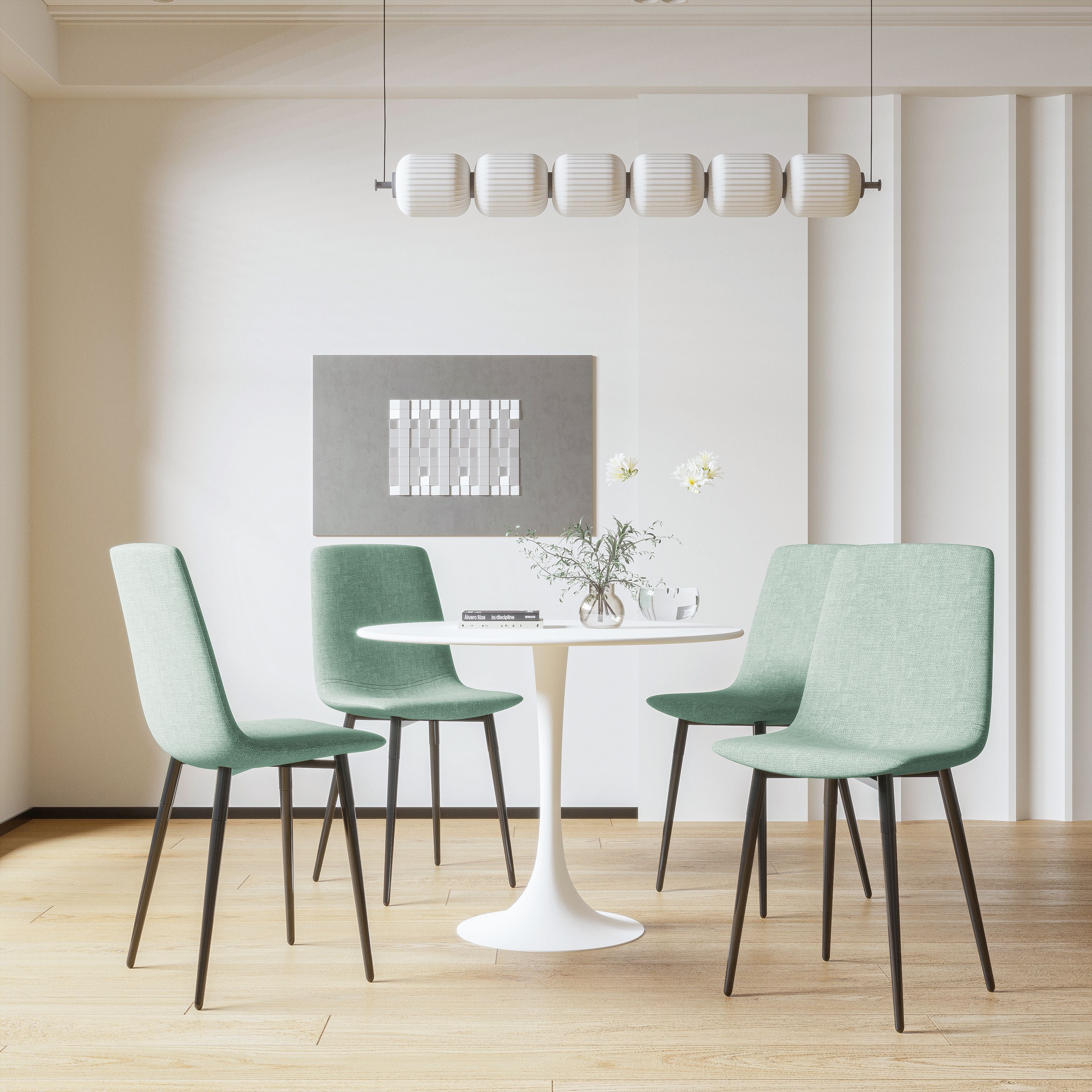 31.5" White Round Dining Table, Tulip Table Kitchen Dining Table 2-4 People with MDF Table Top & Pedestal Base, Mid-Century End Table Leisure Coffee Table Office Living Room Table