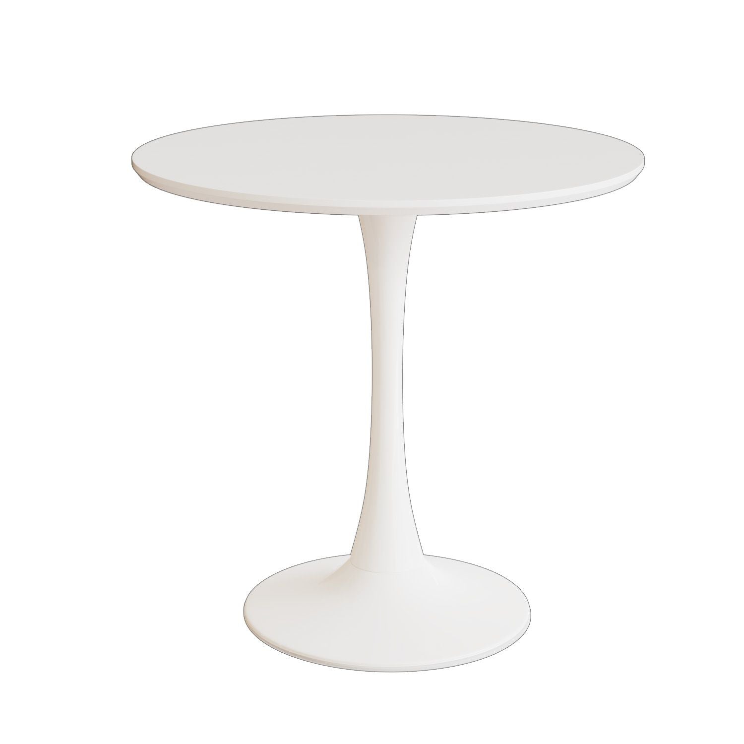 31.5" White Round Dining Table, Tulip Table Kitchen Dining Table 2-4 People with MDF Table Top & Pedestal Base, Mid-Century End Table Leisure Coffee Table Office Living Room Table