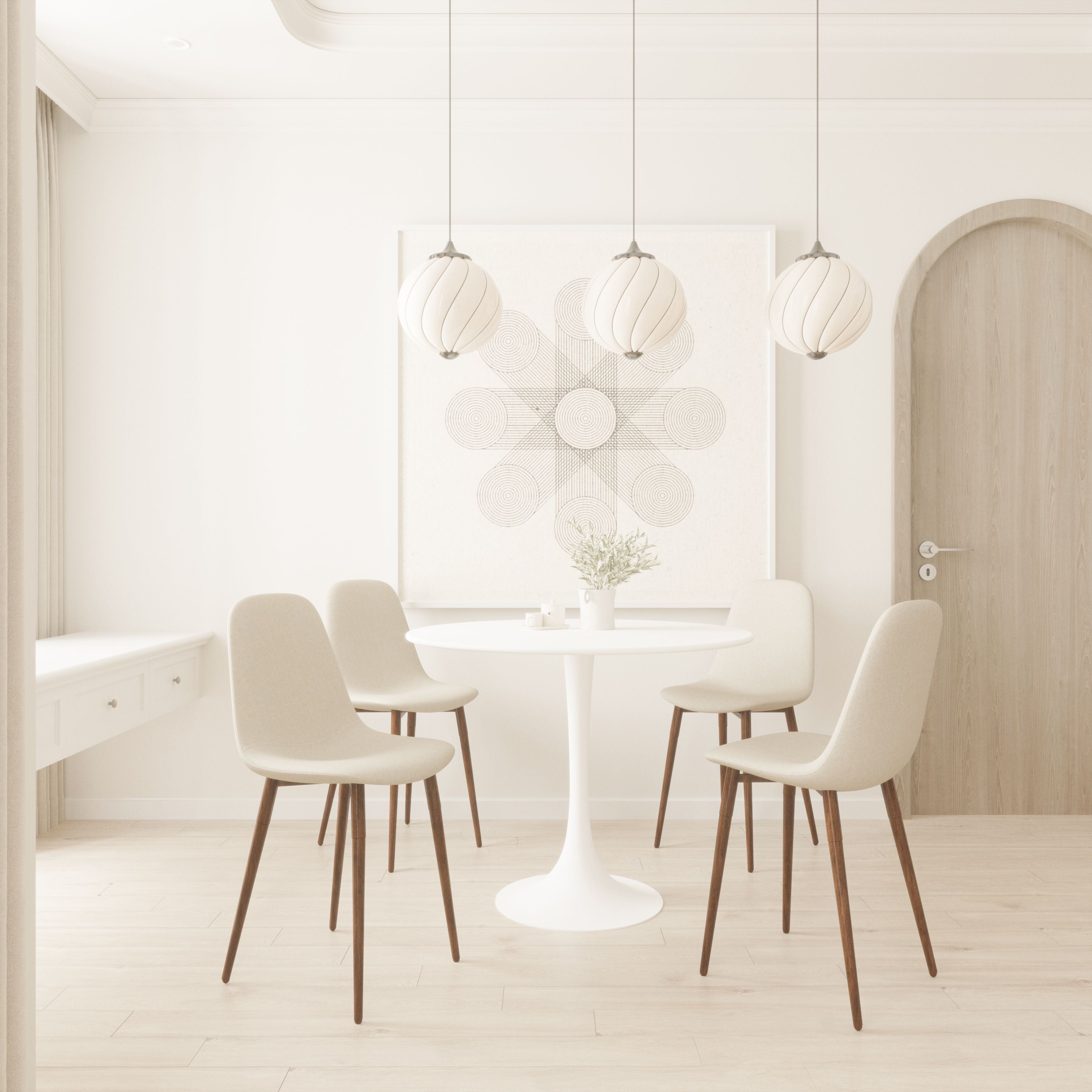 31.5" White Round Dining Table, Tulip Table Kitchen Dining Table 2-4 People with MDF Table Top & Pedestal Base, Mid-Century End Table Leisure Coffee Table Office Living Room Table