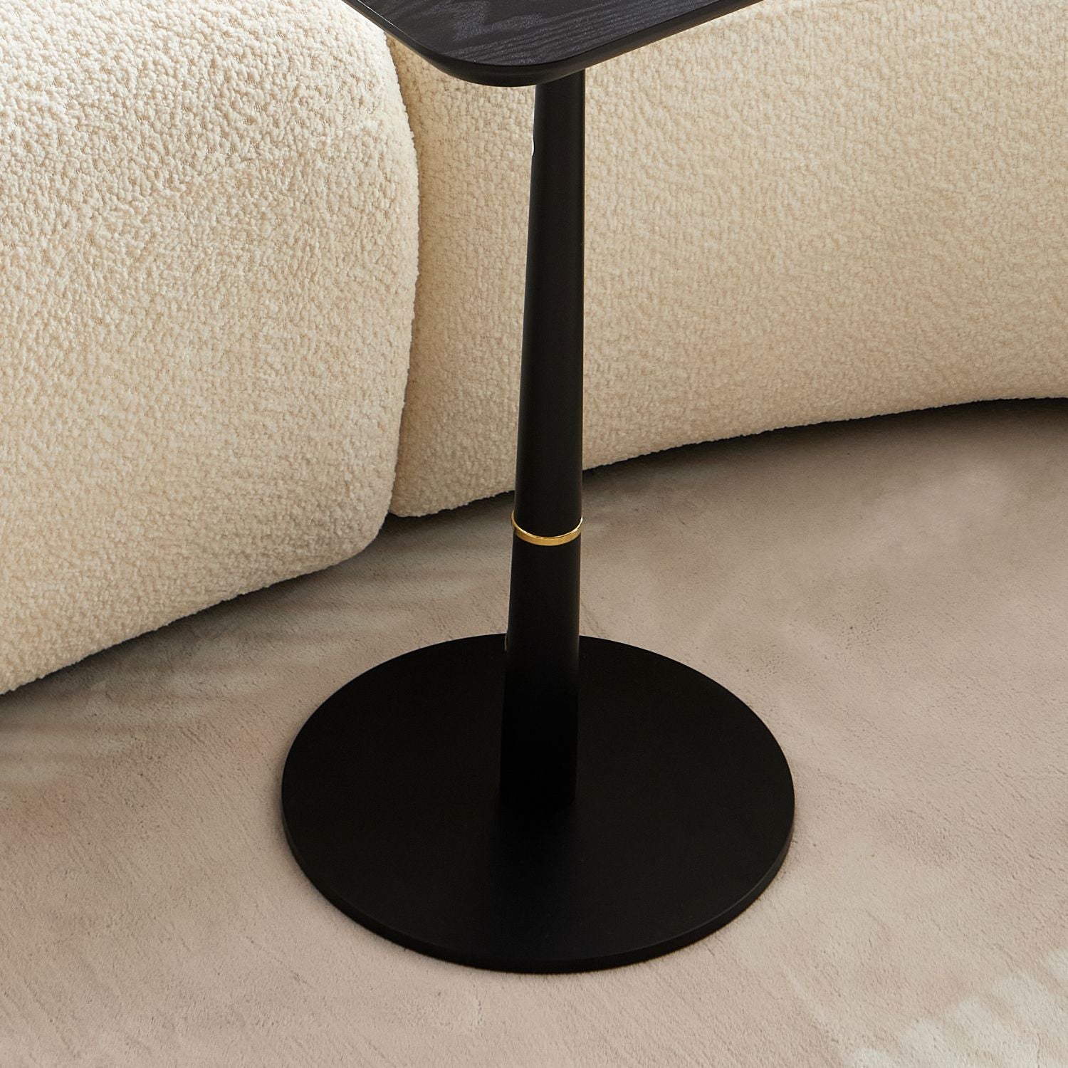 MDF with metal feet, square, located in living space and lounge area, coffee table, computer desk, black, 15.74"D x23.77"H