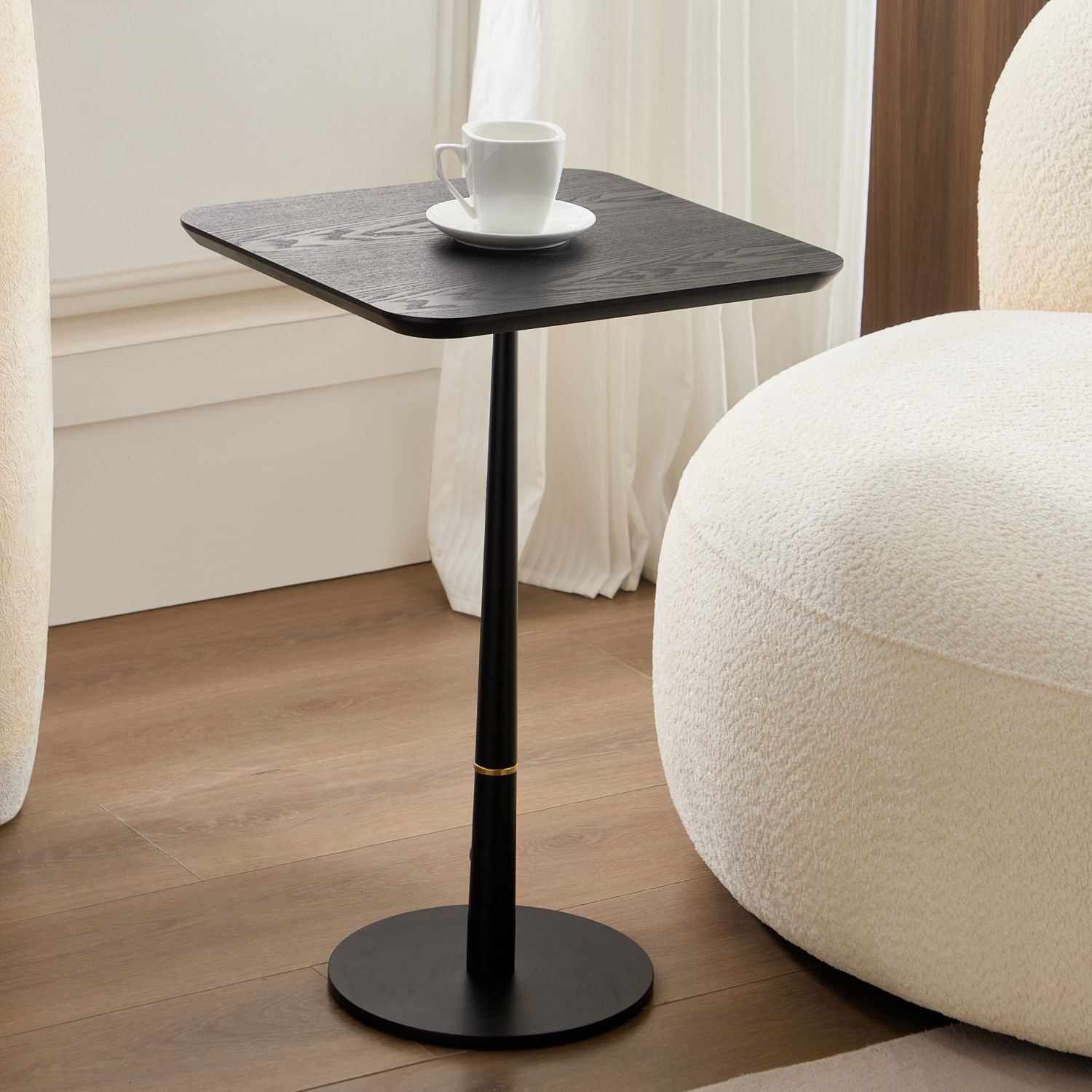 MDF with metal feet, square, located in living space and lounge area, coffee table, computer desk, black, 15.74"D x23.77"H