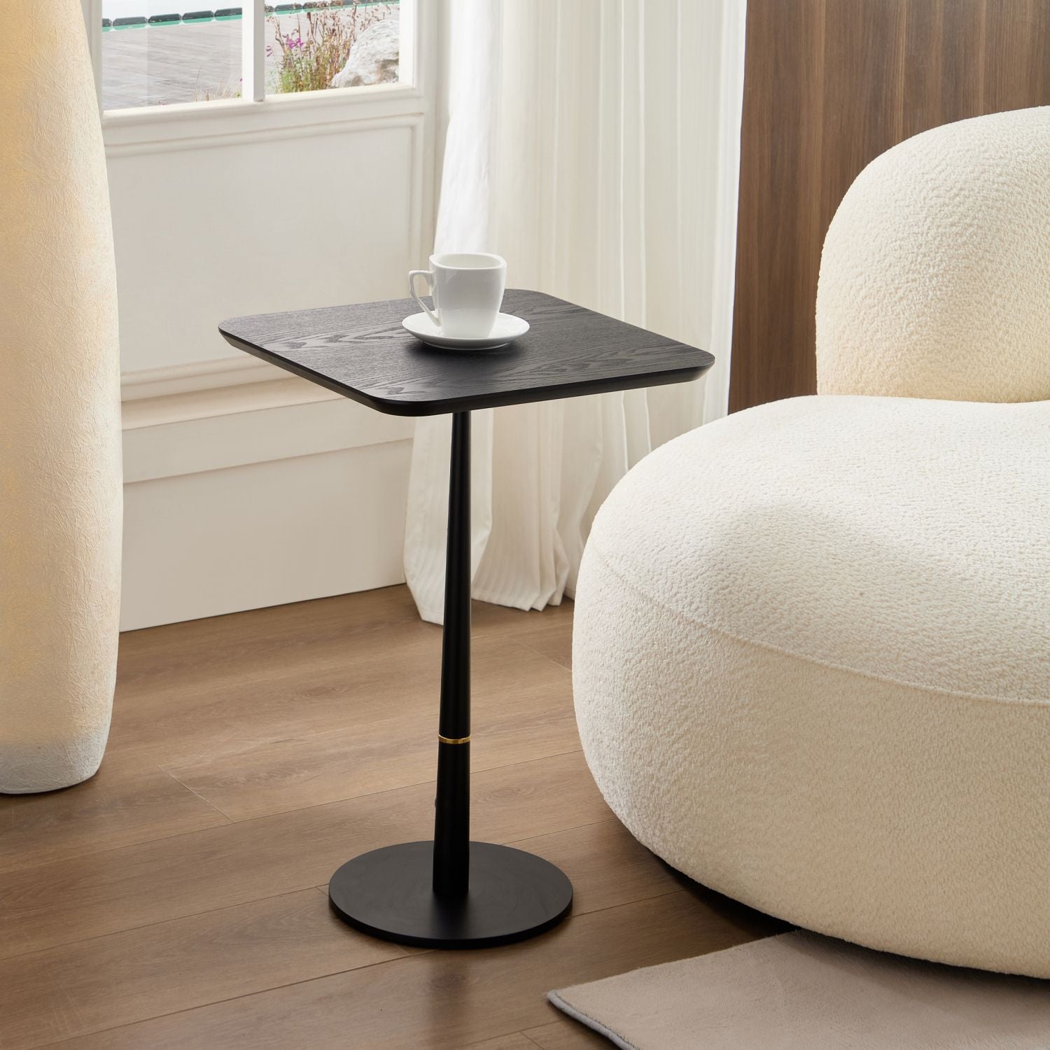 MDF with metal feet, square, located in living space and lounge area, coffee table, computer desk, black, 15.74"D x23.77"H