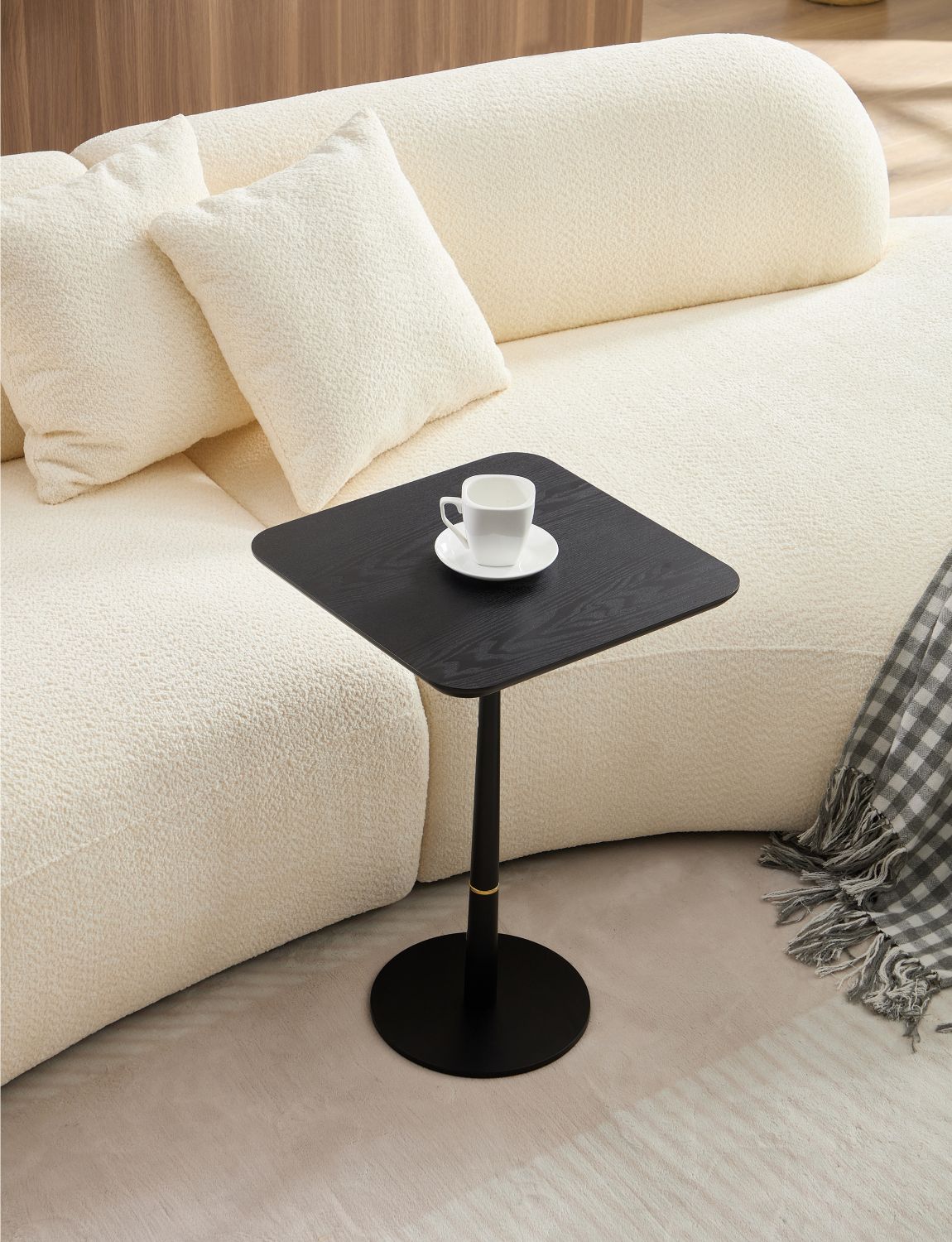 MDF with metal feet, square, located in living space and lounge area, coffee table, computer desk, black, 15.74"D x23.77"H