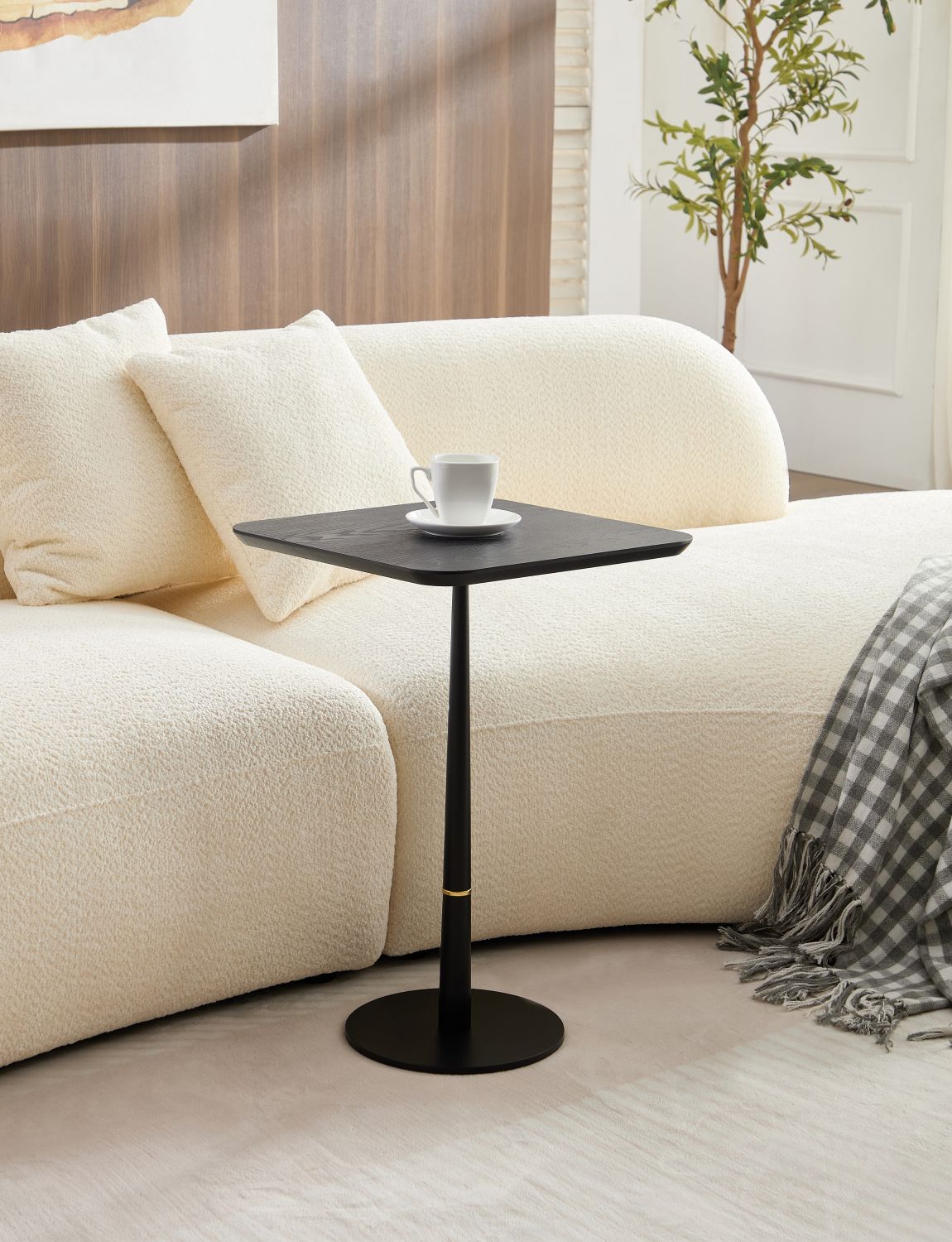 MDF with metal feet, square, located in living space and lounge area, coffee table, computer desk, black, 15.74"D x23.77"H