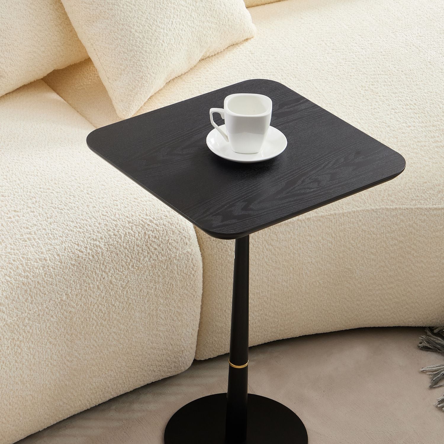 MDF with metal feet, square, located in living space and lounge area, coffee table, computer desk, black, 15.74"D x23.77"H